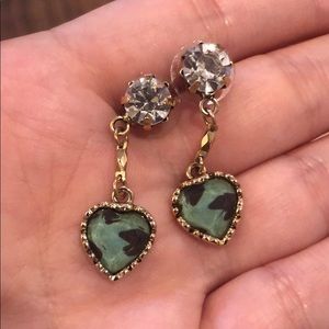 Betsey Johnson Turquoise Heart Drop Earrings